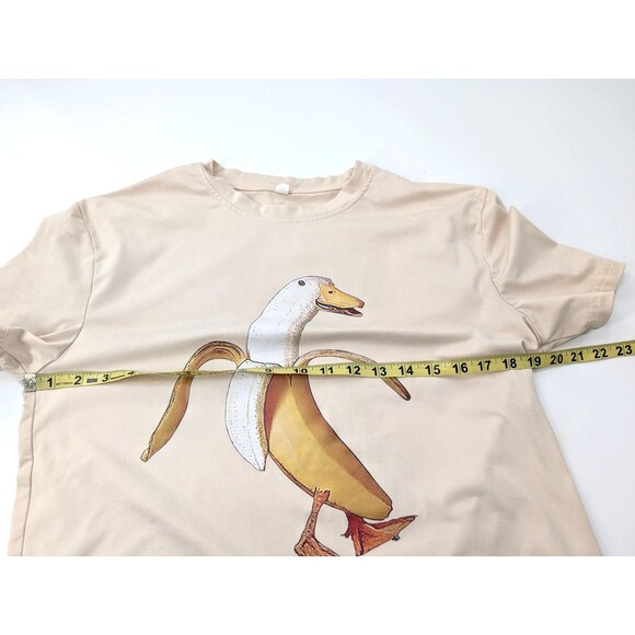 Banana Duck Yellow Beige Short Sleeve Graphic Soft Funny T-Shirt Size Small - Picture 3 of 7